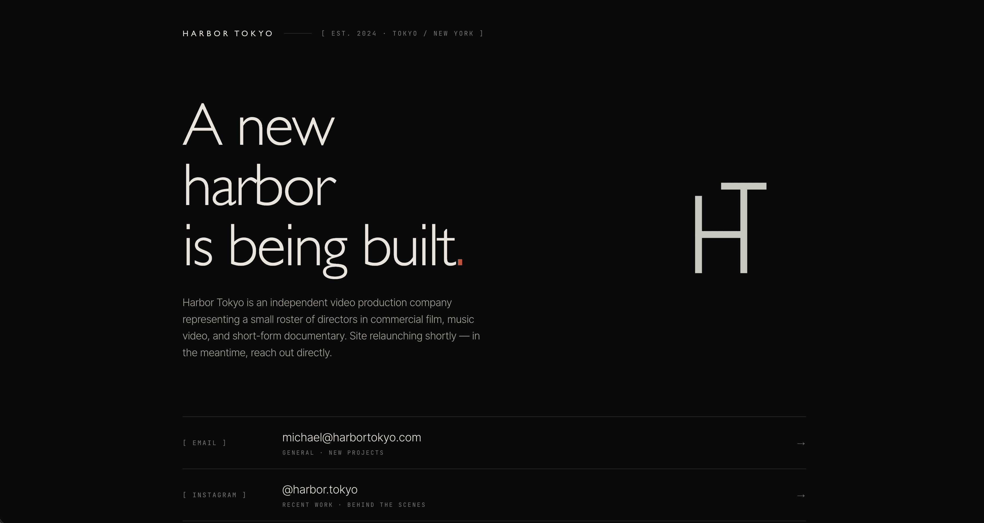 Harbor Tokyo — video production studio portfolio site